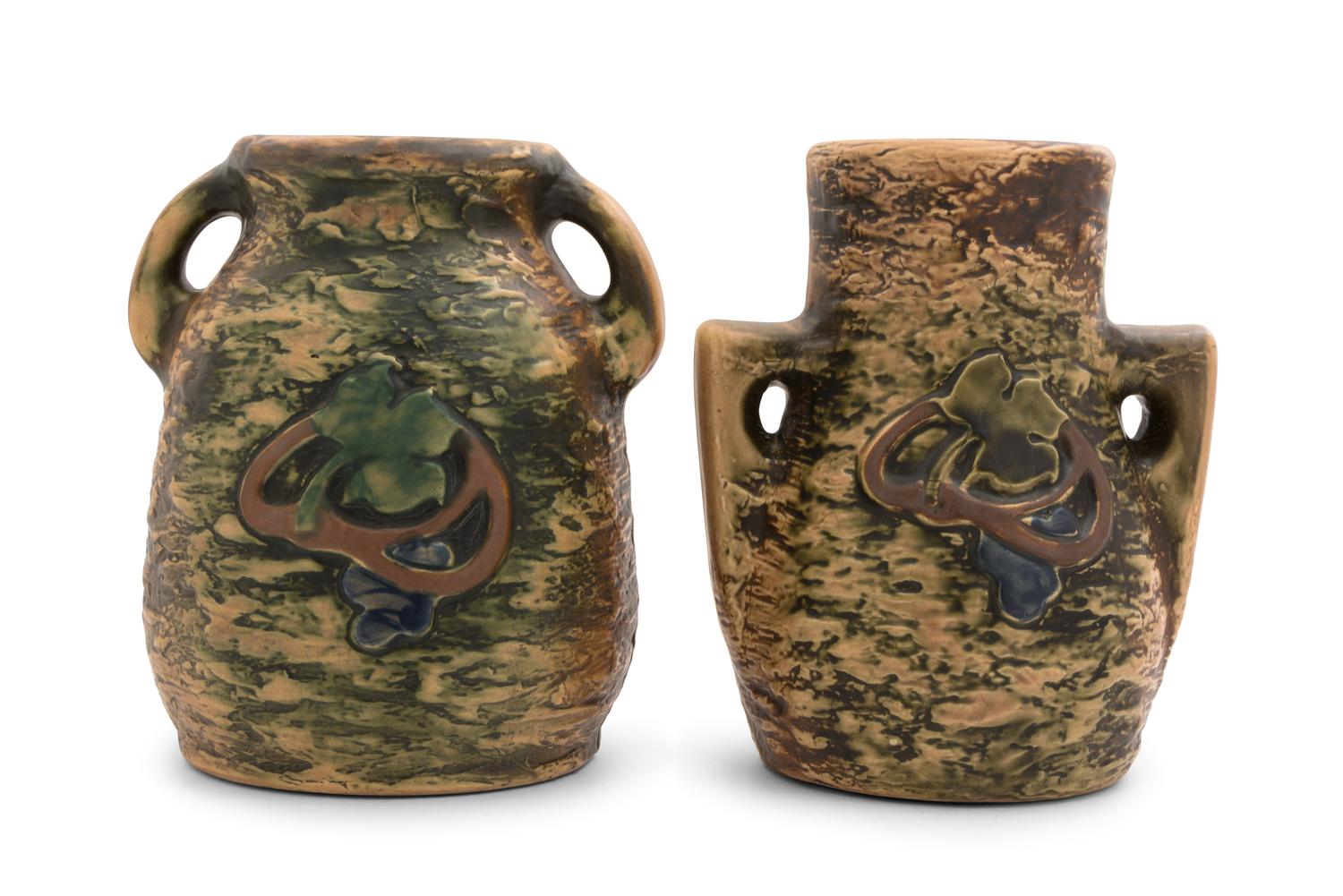 Two Roseville Imperial Pottery Vases Height of each 10 1/4 inches.