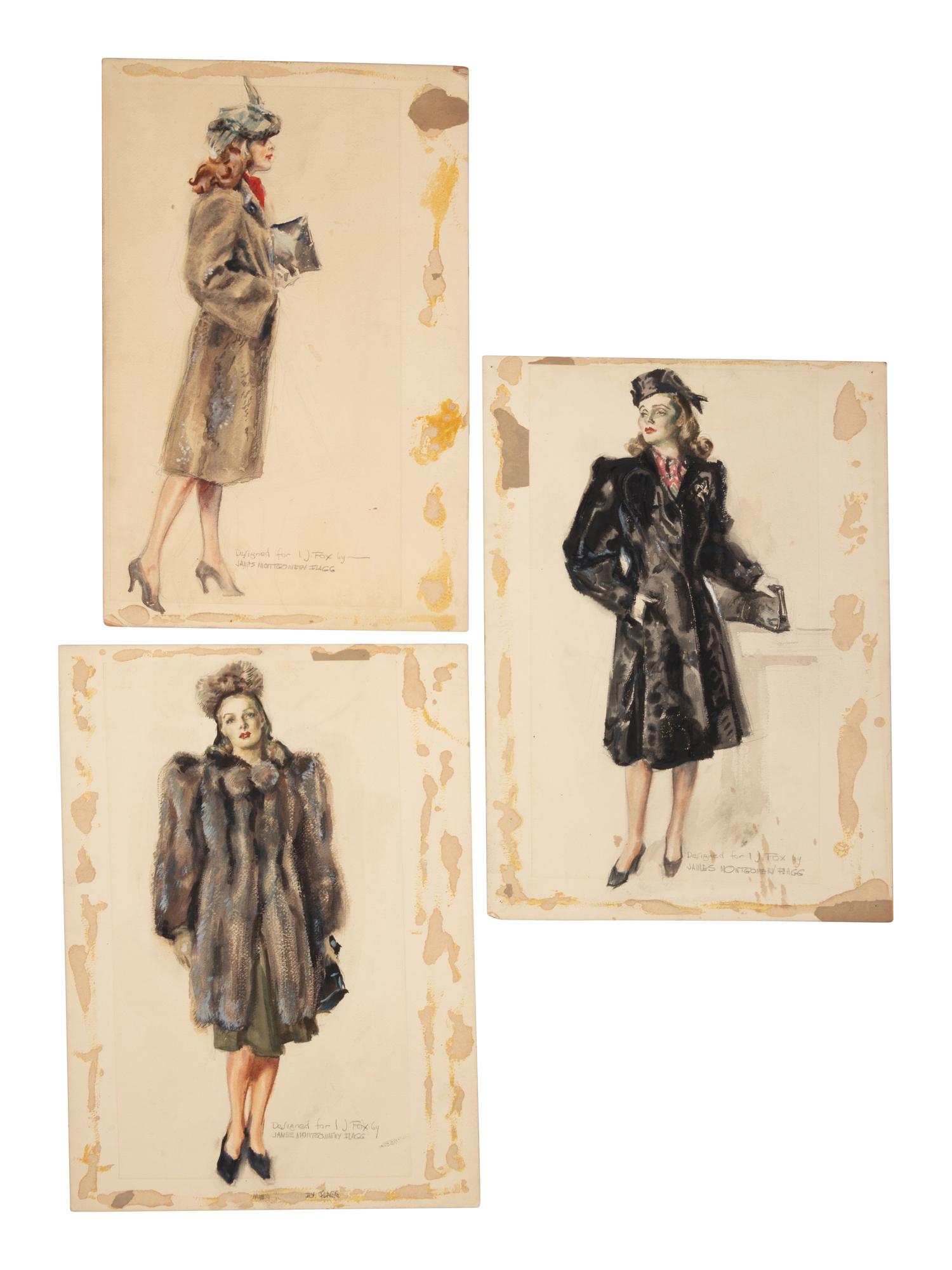 An Archive of Thirteen Conceptual Sketches for I.J. Fox , by James Montgomery Flagg and Russell Patterson, 1940s