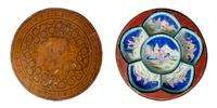 A Set of Six Canton Enameled Trays, Diameter of box 12 1/4 inches.