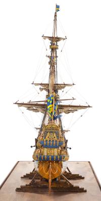 A Model of the "Vasa" Height 31 x length of base 37 3/4 inches.
