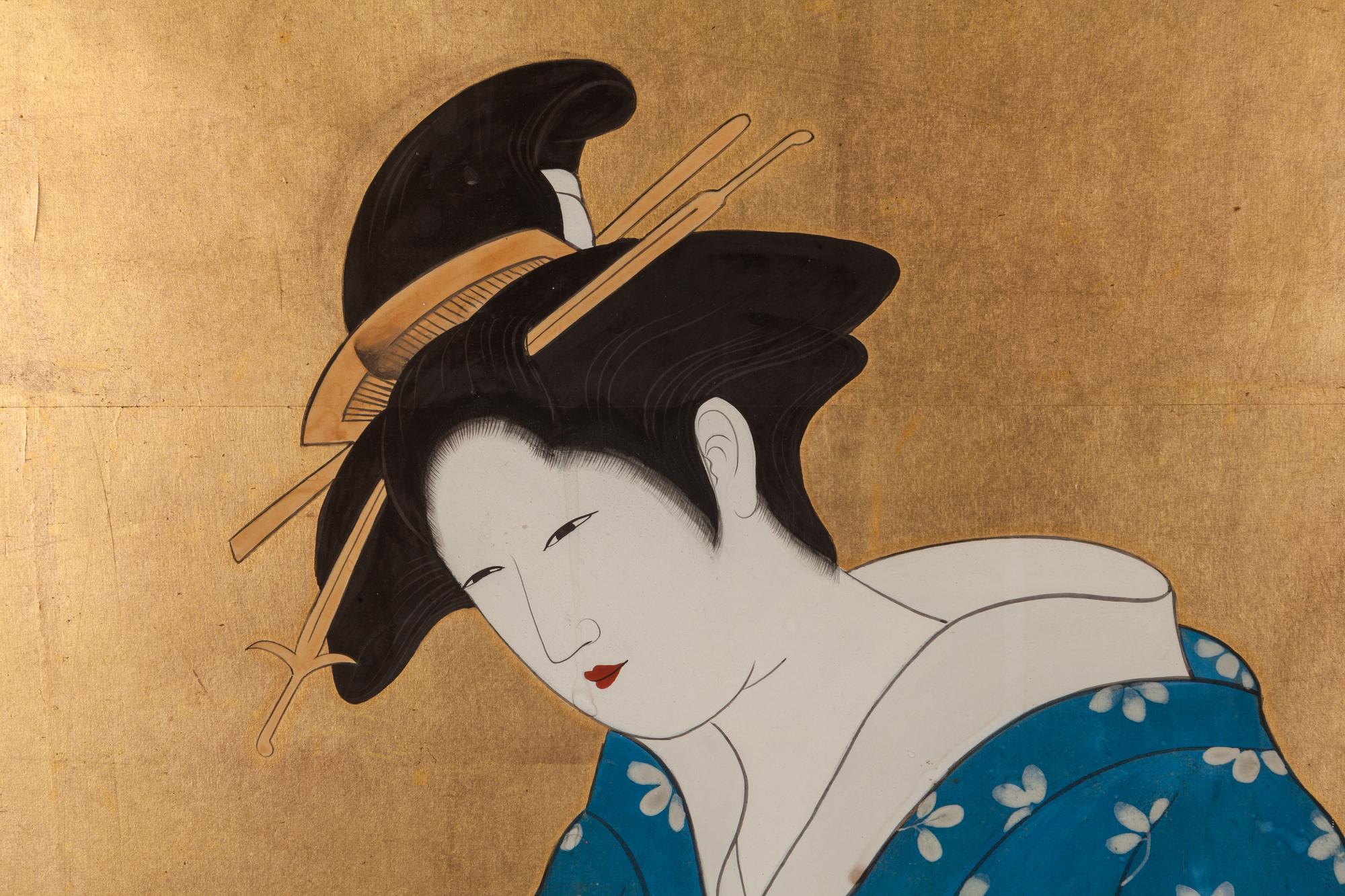 Two Japanese Ink and Color on Paper