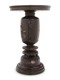 A Japanese Mixed Metals Inlaid Bronze Urn