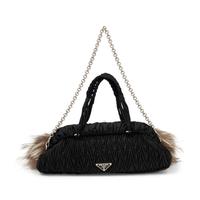 PRADA, FOX FUR & NYLON HANDBAG