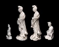 Four Chinese Blanc-de-Chine Porcelain Figures