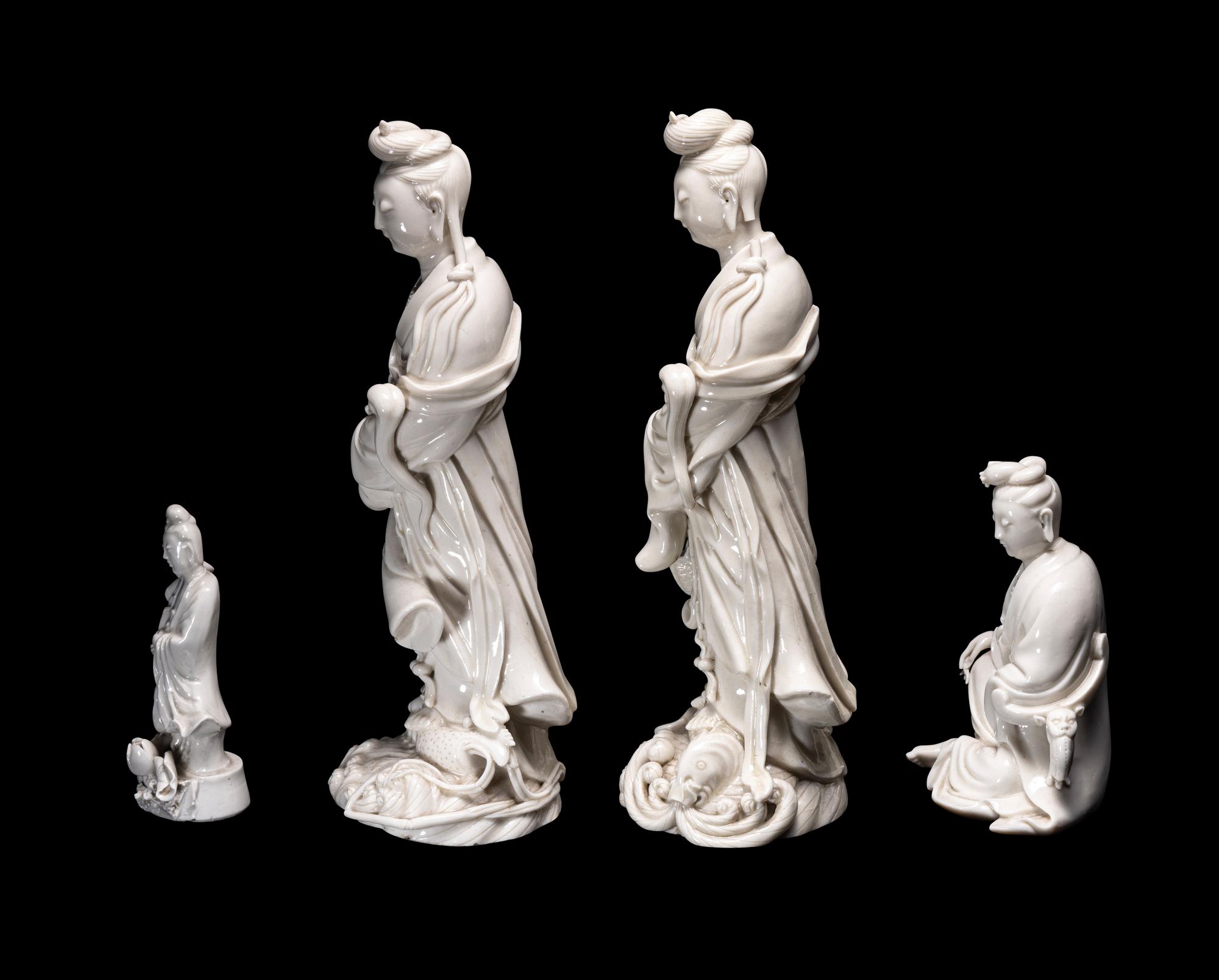Four Chinese Blanc-de-Chine Porcelain Figures