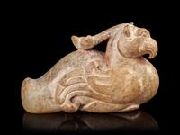 A Calcified Jade Figure of a Phoenix