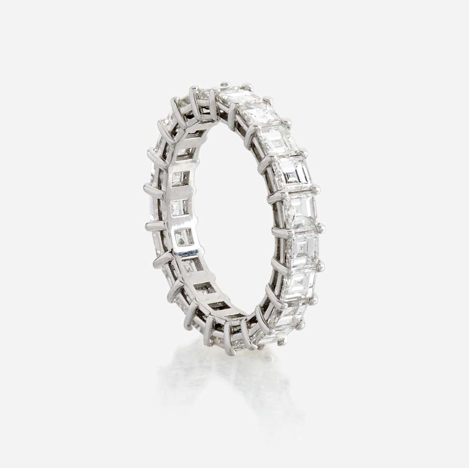 A diamond and white gold eternity band
