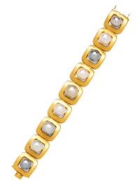YELLOW GOLD AND CULTURED PEARL BRACELET