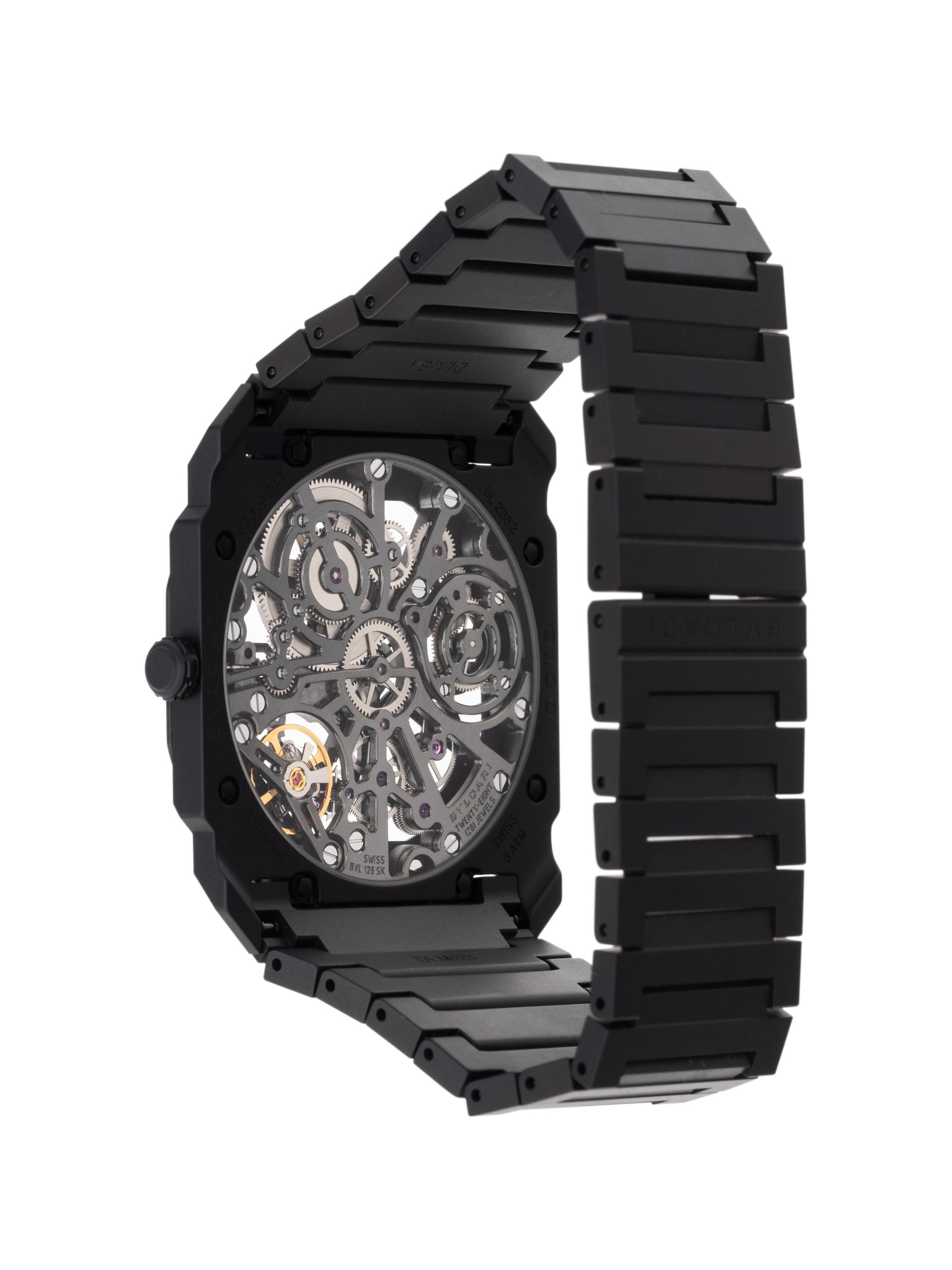 BVLGARI, BLACK CERAMIC 'OCTO FINISSIMO' WRISTWATCH