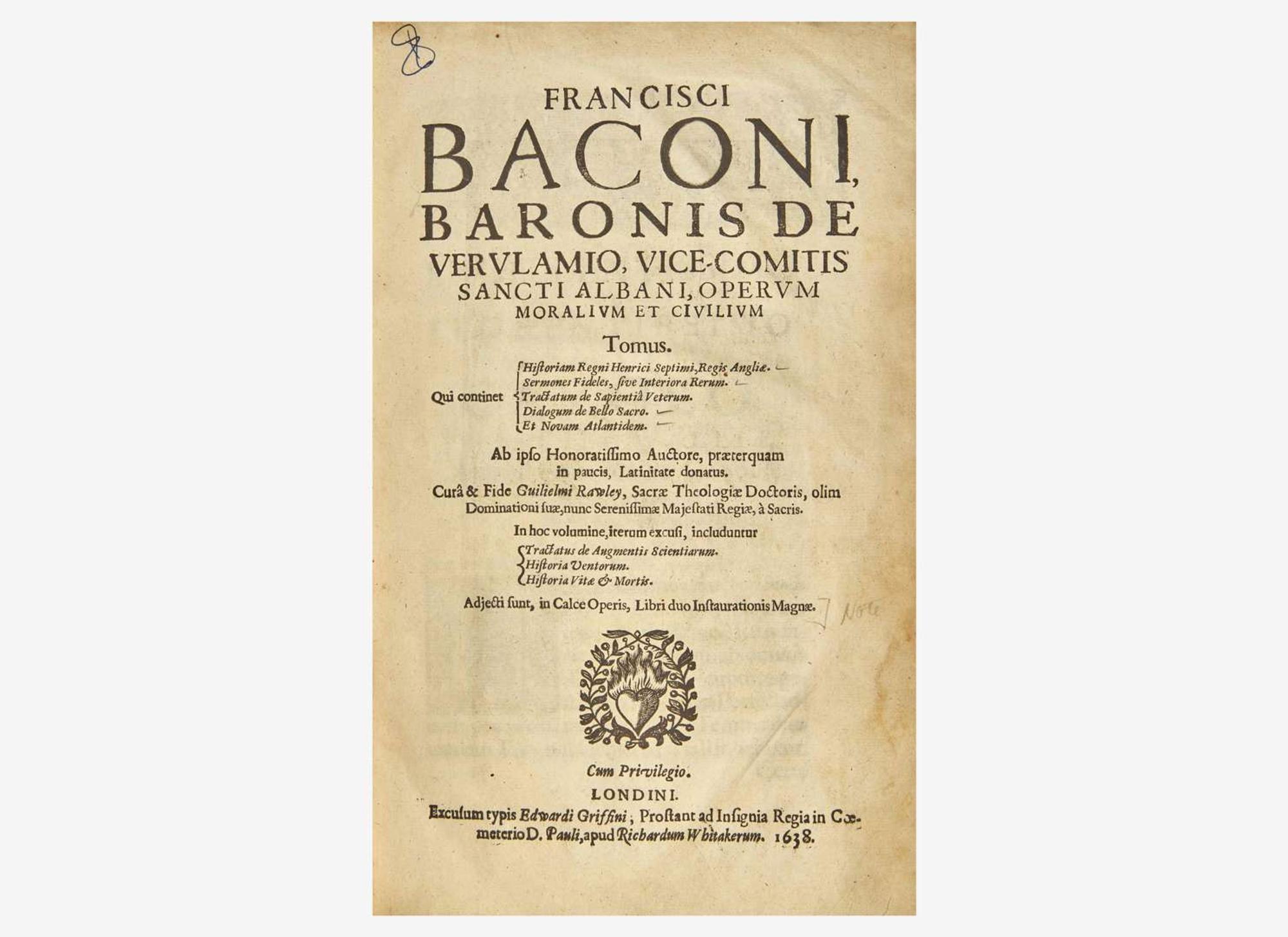 [Philosophy] Bacon, Francis: Operum Moralium et Civilium...