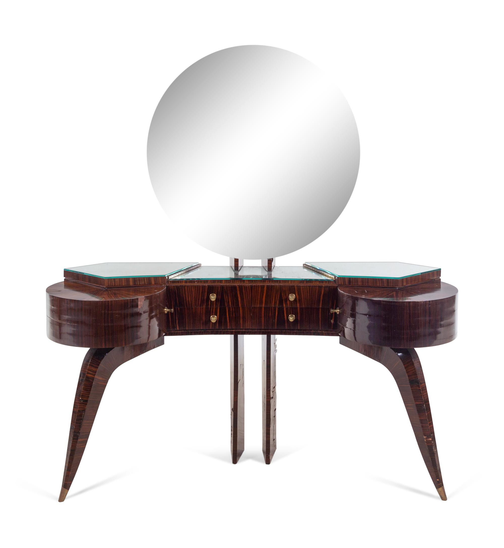A French Art Deco Macassar Veneered Dressing Table and Chair