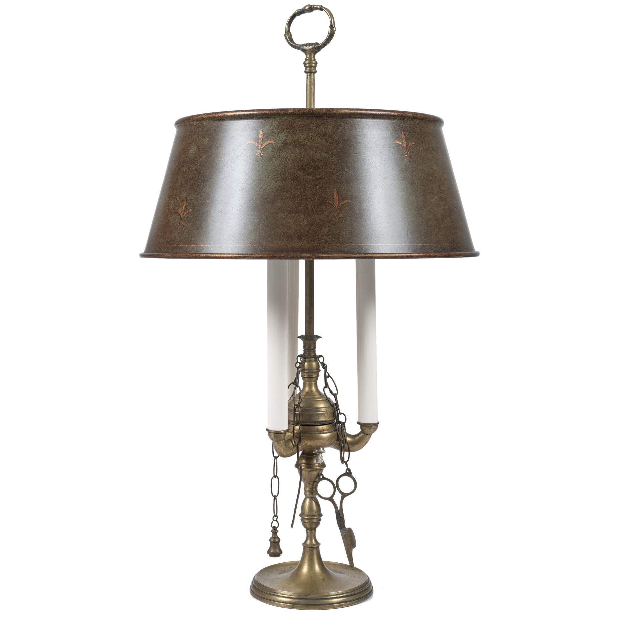 A French Brass Three-Light Bouillotte Lamp