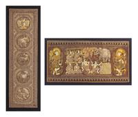 Two Burmese Metallic Thread-Embroidered Tapestry Panels