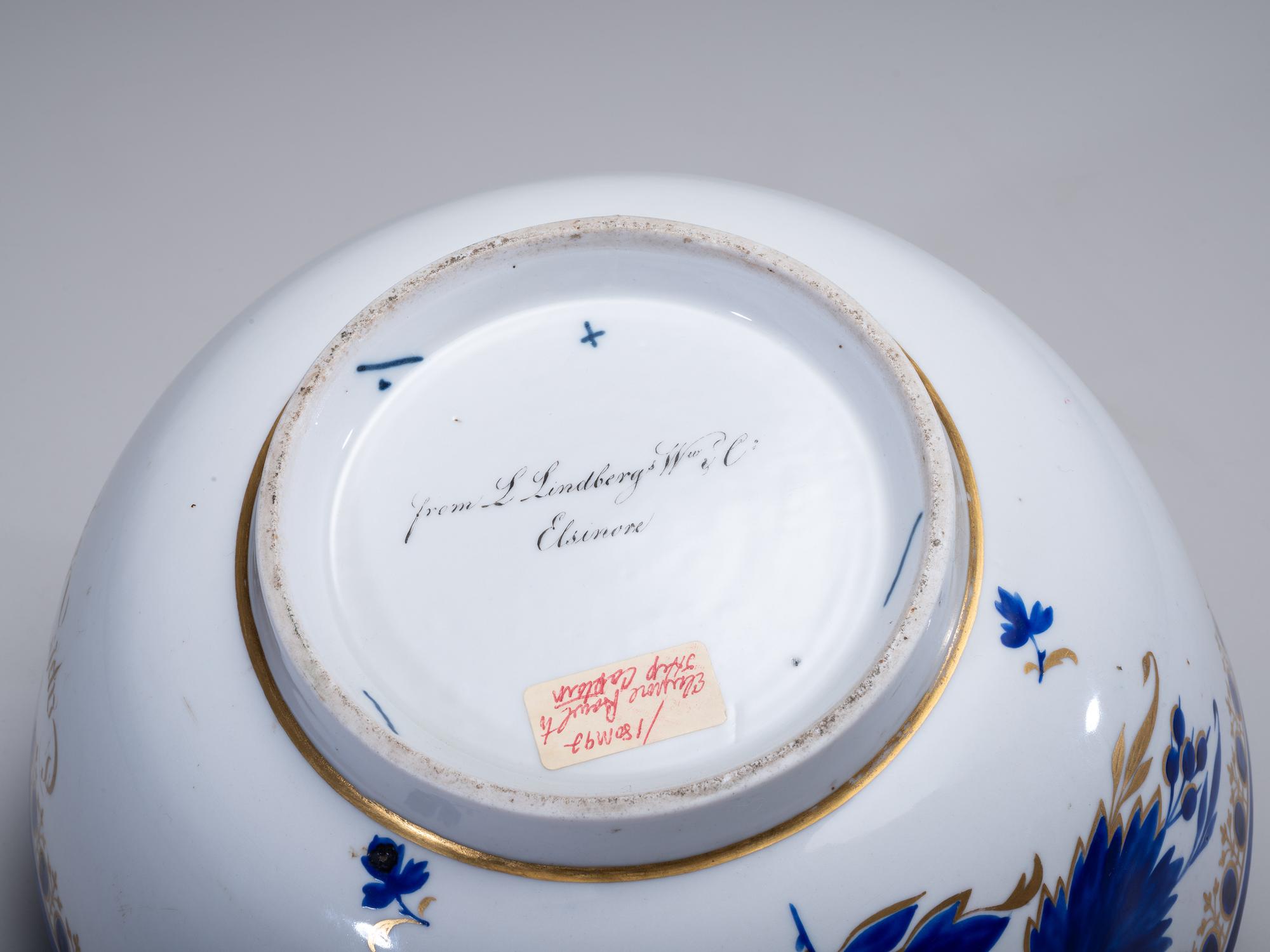 A Parcel Gilt and Painted Porcelain Ship Captain's Bowl