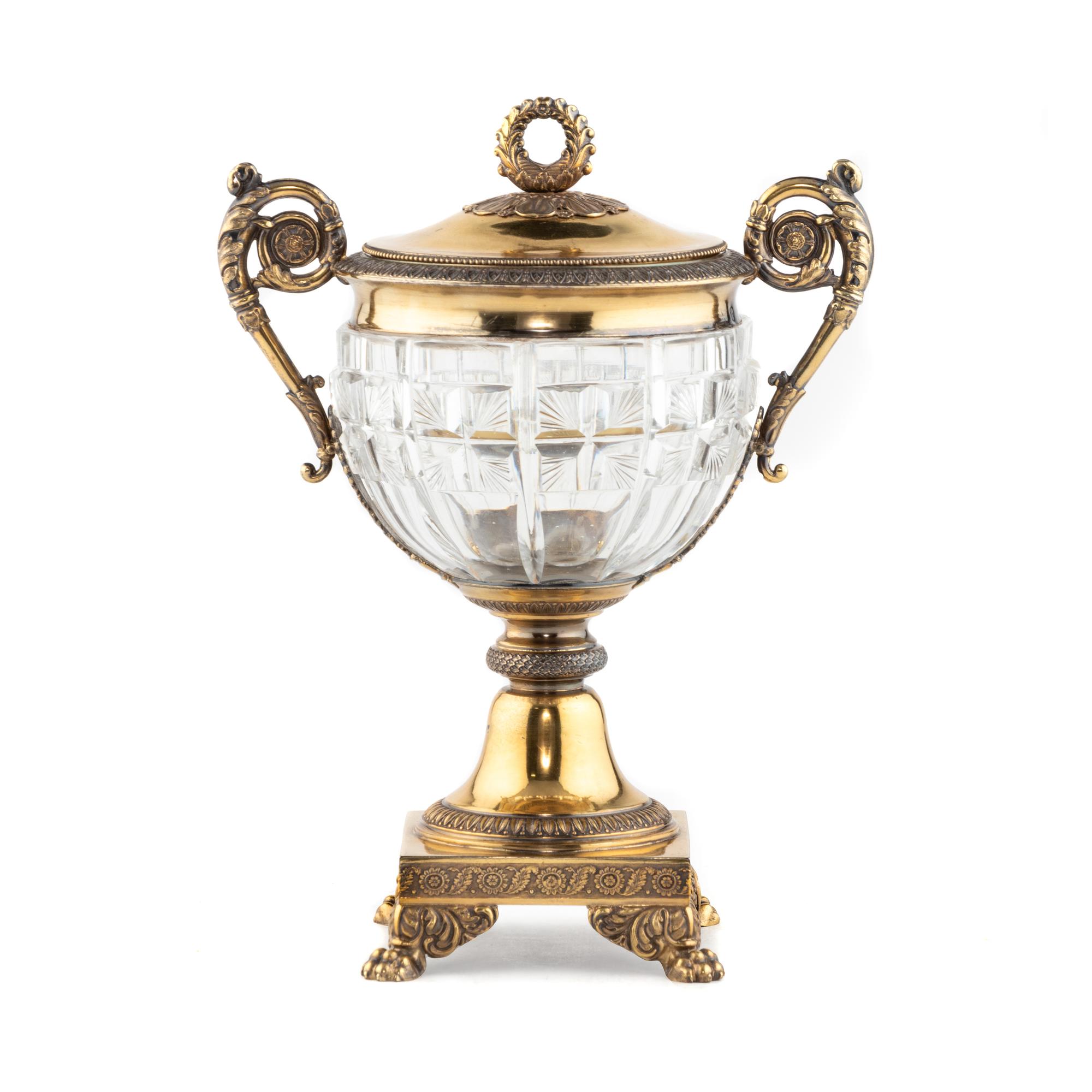 A French Silver-Gilt and Cut Glass Bonbonnière