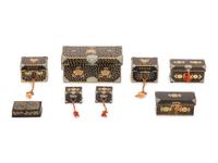 Eight Japanese Gilt and Black Lacquered Boxes