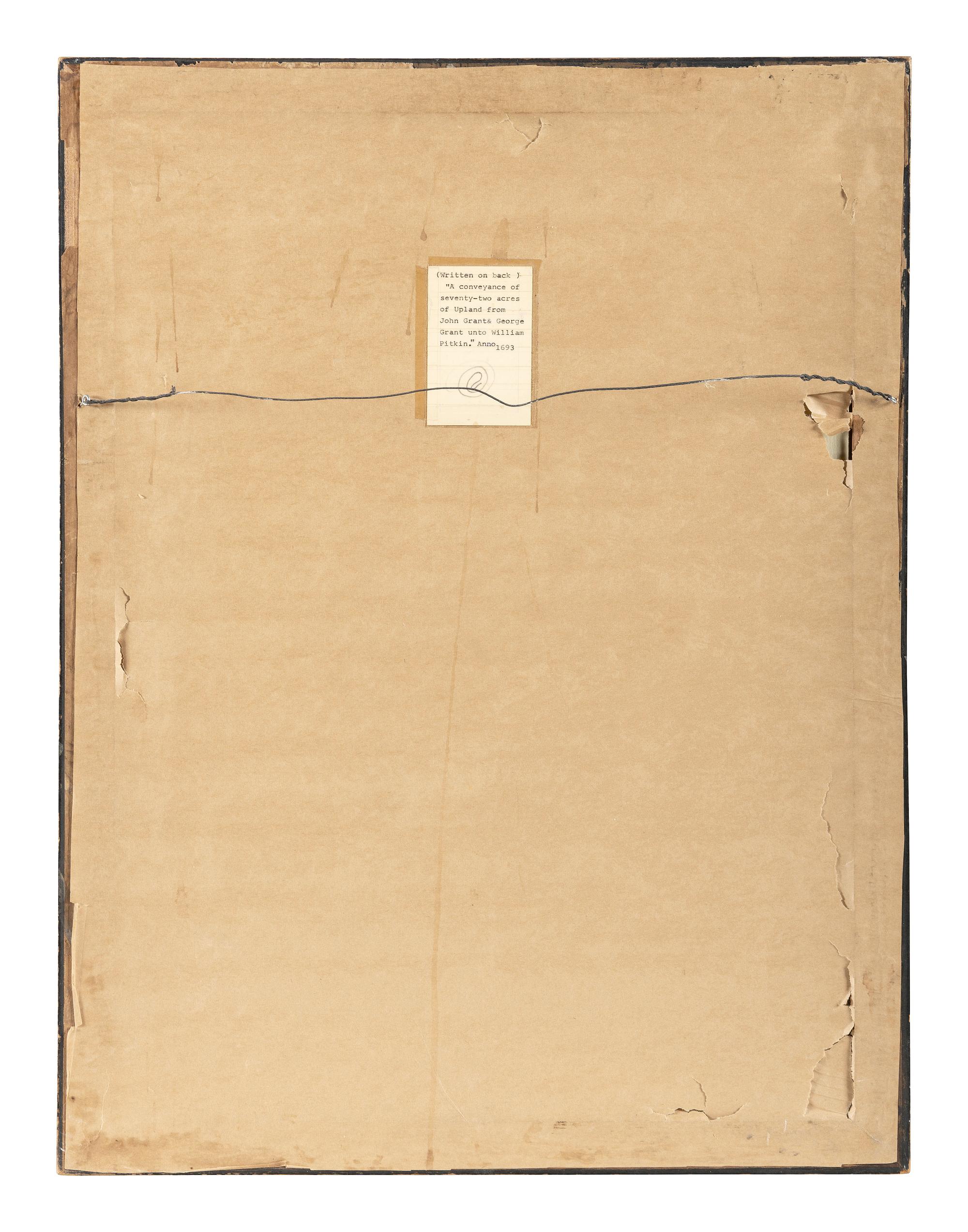 [CONNECTICUT]. Land deed for Hartford, Connecticut, 4 May 1693.