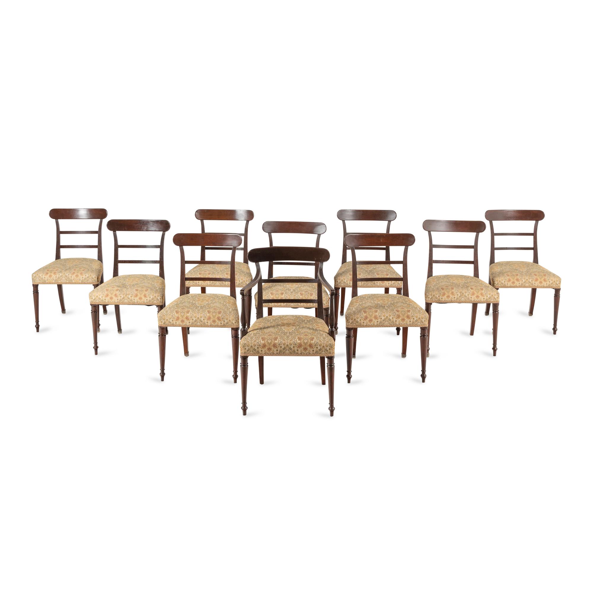 A Set of Eleven George III Mahogany Dining Chairs