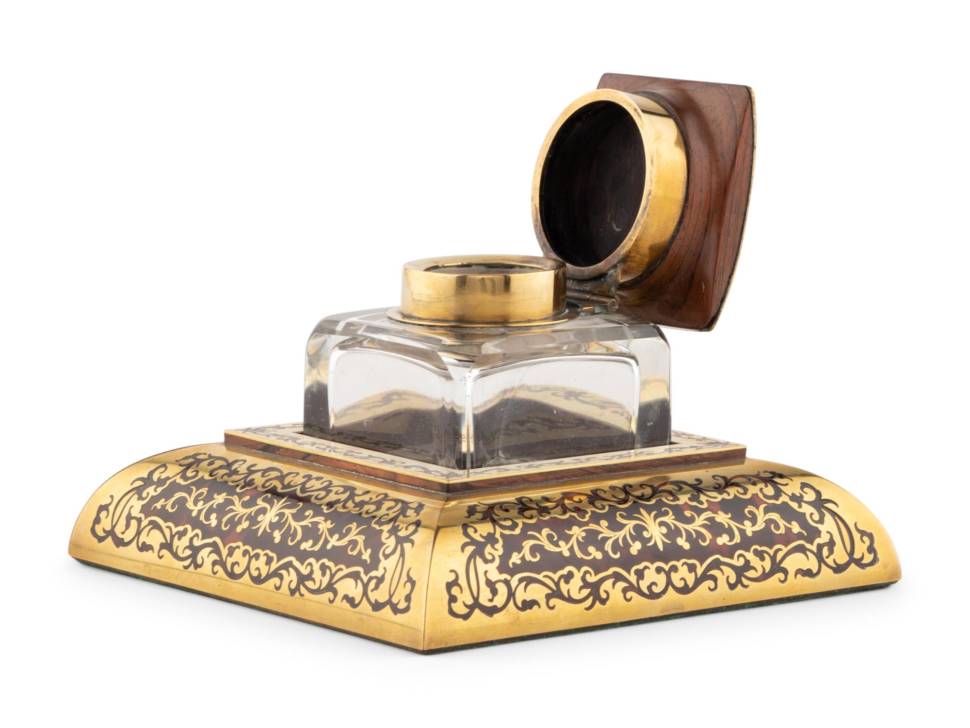 A Napoleon III Boulle Marquetry Inkwell