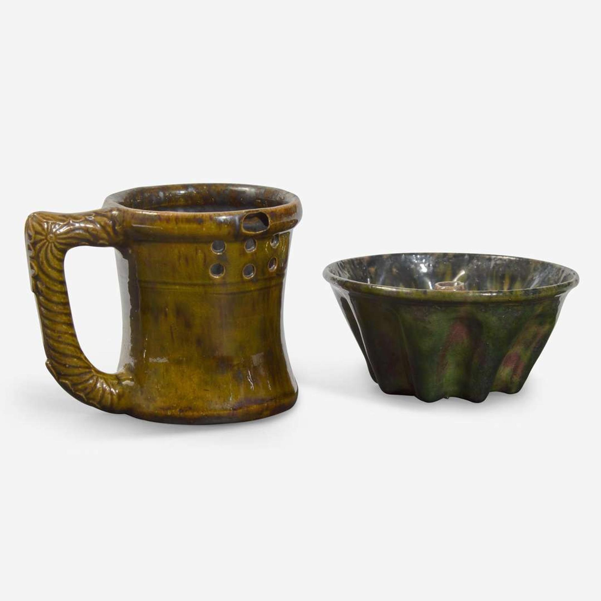 George Ohr (American, 1857-1918) Puzzle Mug and Mold, USA, circa 1898-1910