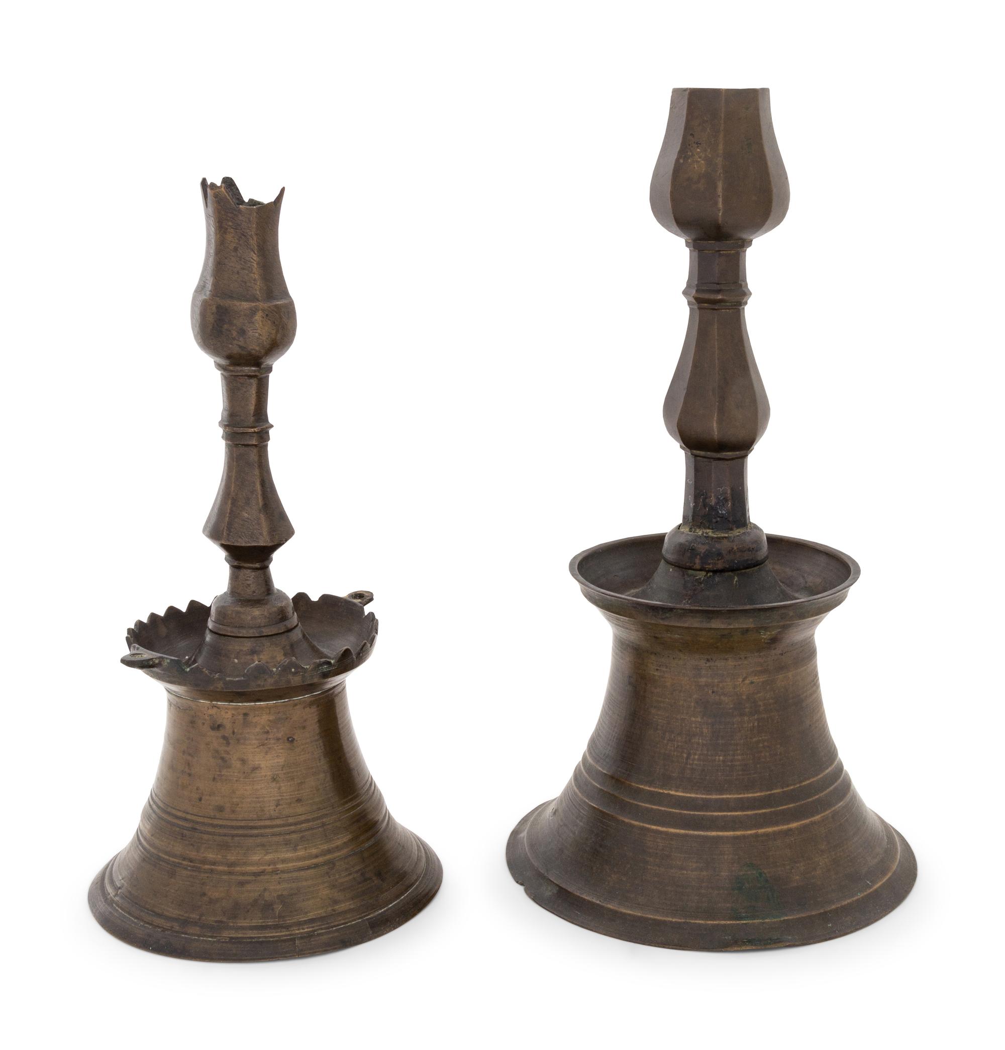 A Pair of Ottoman Cast Brass Candlesticks