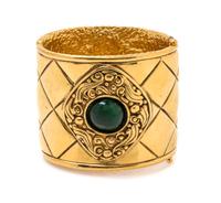 A Chanel Goldtone Cuff Bracelet, 2.25" width.