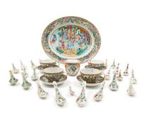 A Group of Chinese Rose Medallion Porcelain Tea Services