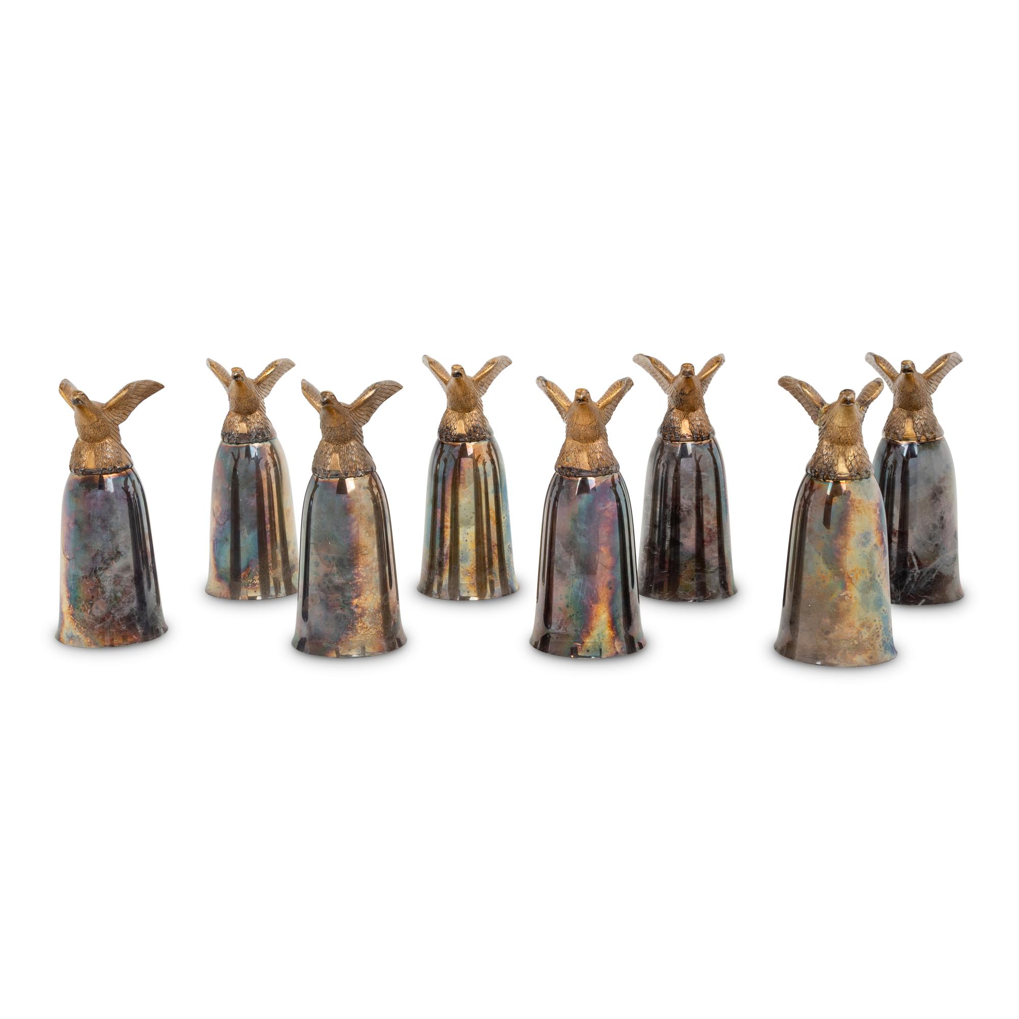 A Set of Eight American Silver-Plate Stirrup Cups