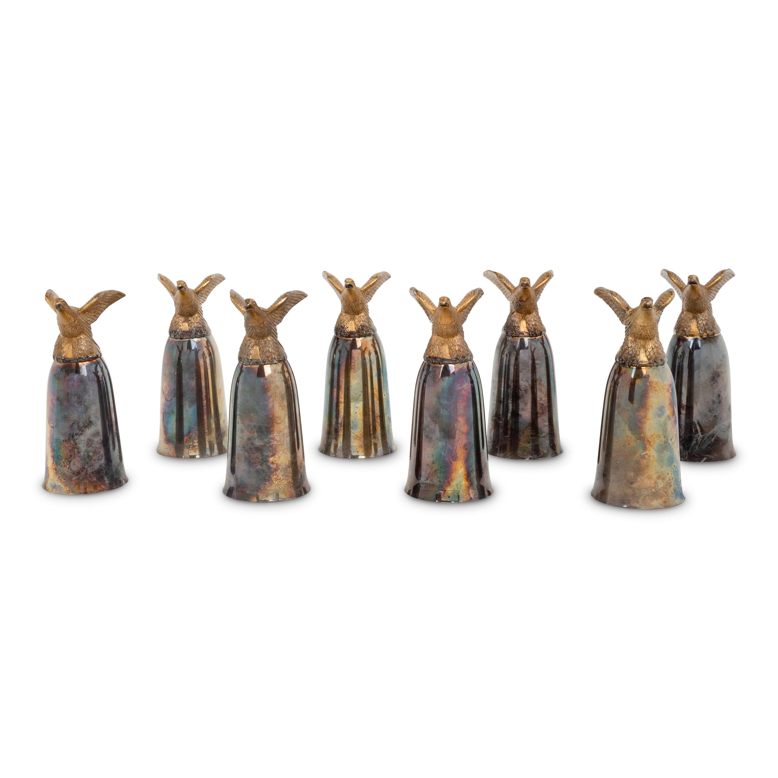 A Set of Eight American Silver-Plate Stirrup Cups