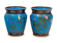 Two Pairs of Japanese Cloisonné Enameled Jars