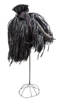 A Moncler Black Raffia Hat, Size M.