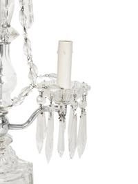 A Cut Glass Two-Light Candelabrum