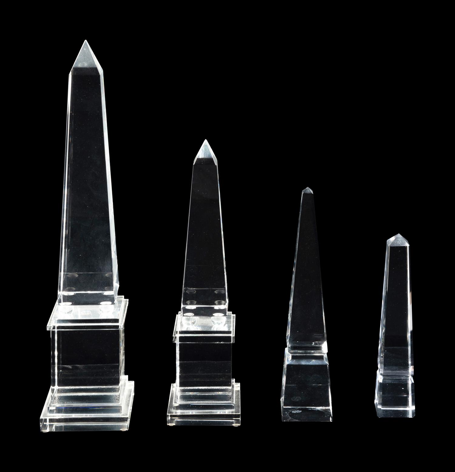 A Group of Four Glass Obelisks
