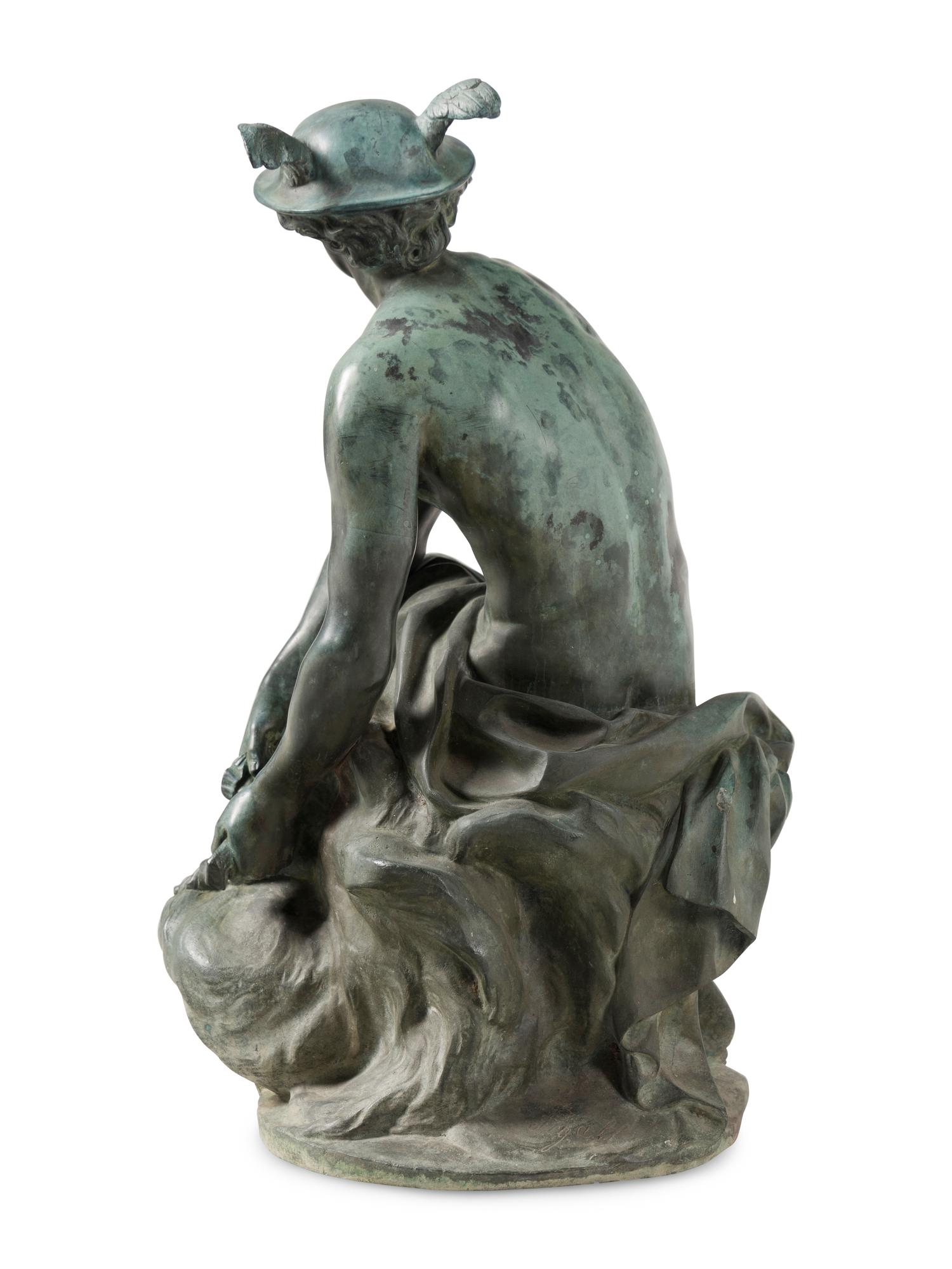 A Bronze Figure of Mercury after Jean-Baptiste Pigalle (French, 1714-1785)