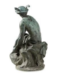 A Bronze Figure of Mercury after Jean-Baptiste Pigalle (French, 1714-1785)