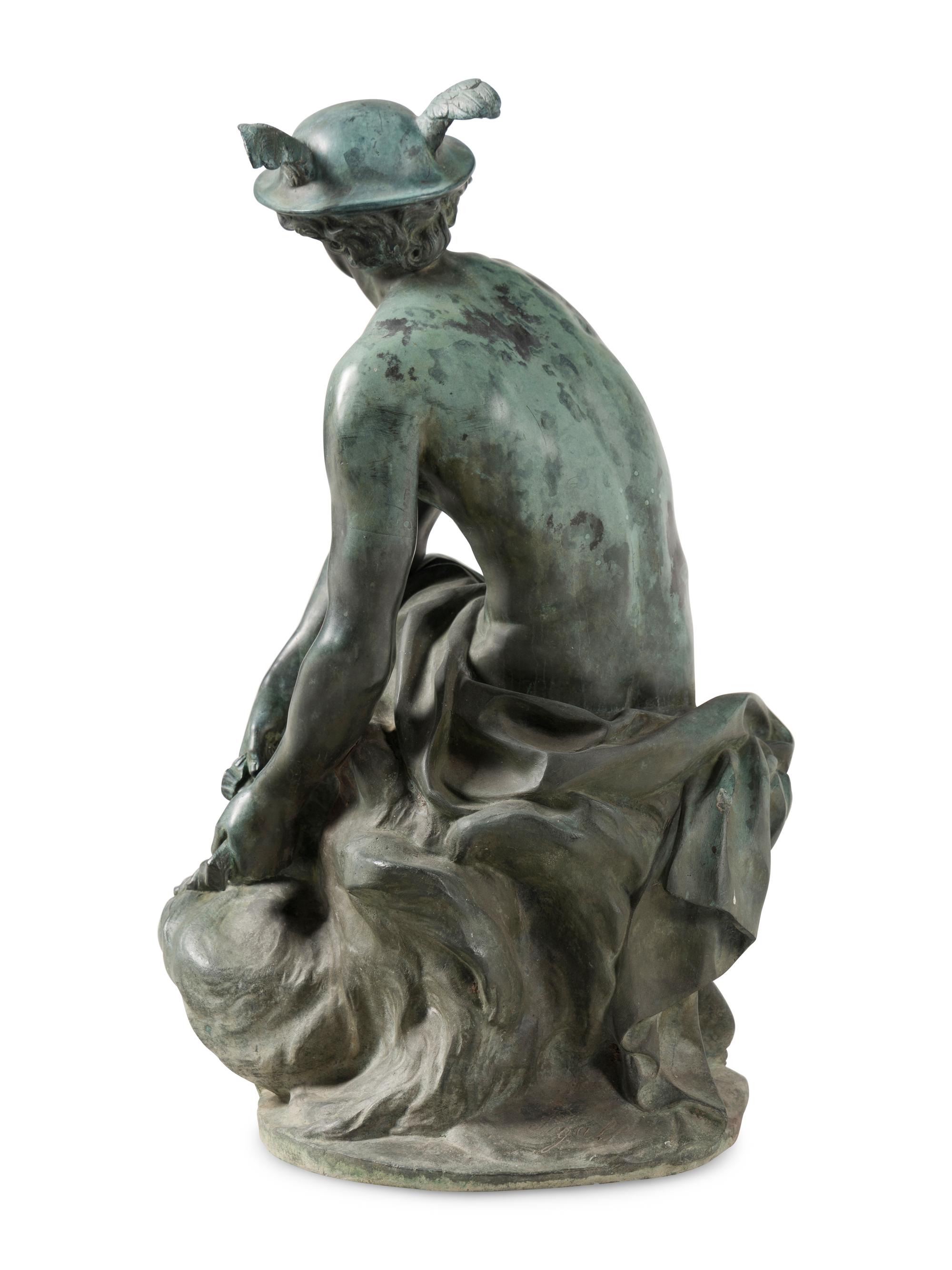 A Bronze Figure of Mercury after Jean-Baptiste Pigalle (French, 1714-1785)