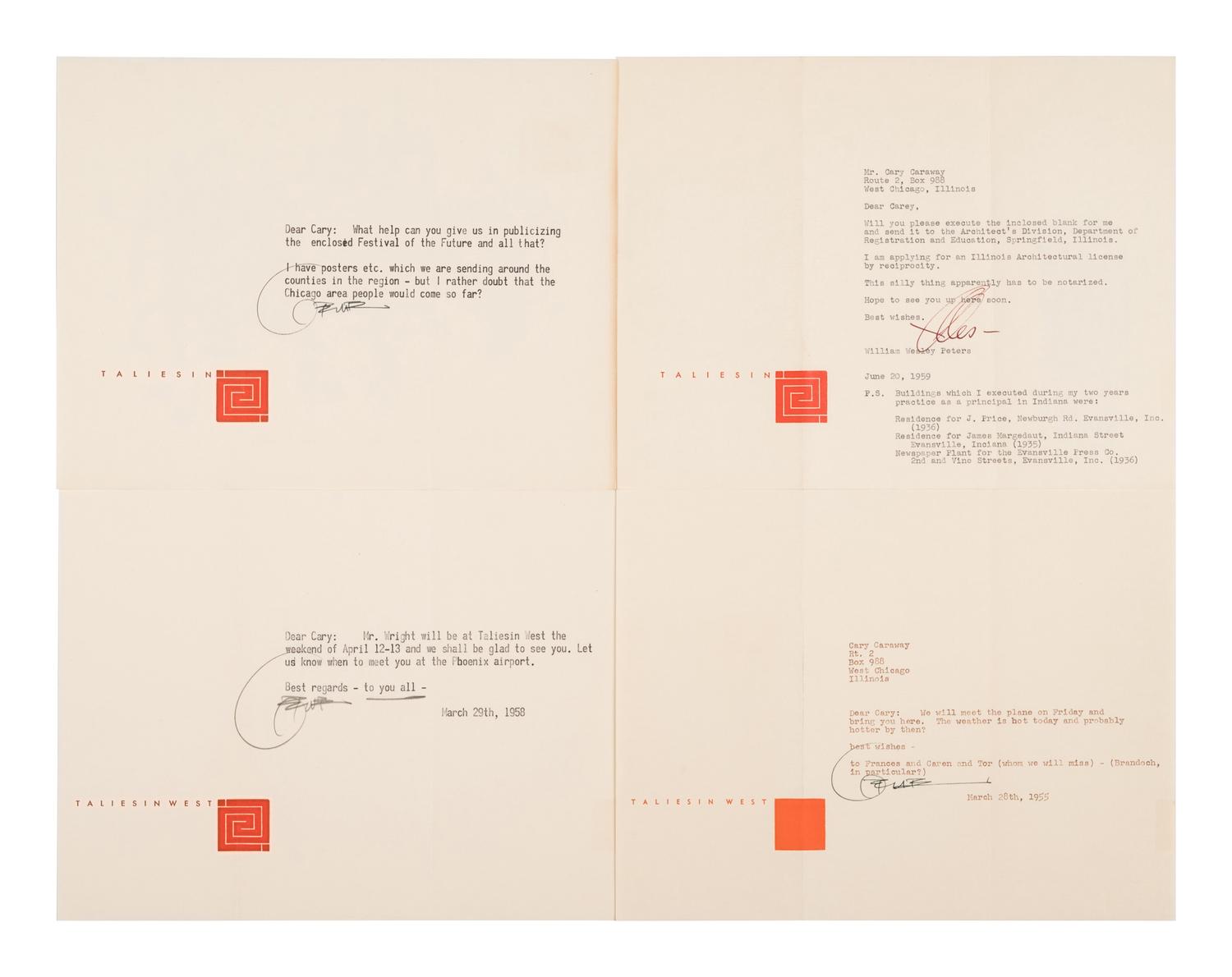 CARAWAY, Jesse "Cary." A small archive of correspondence.
