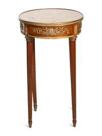A Louis XVI Style Bronze Mounted Marble-Top Side Table