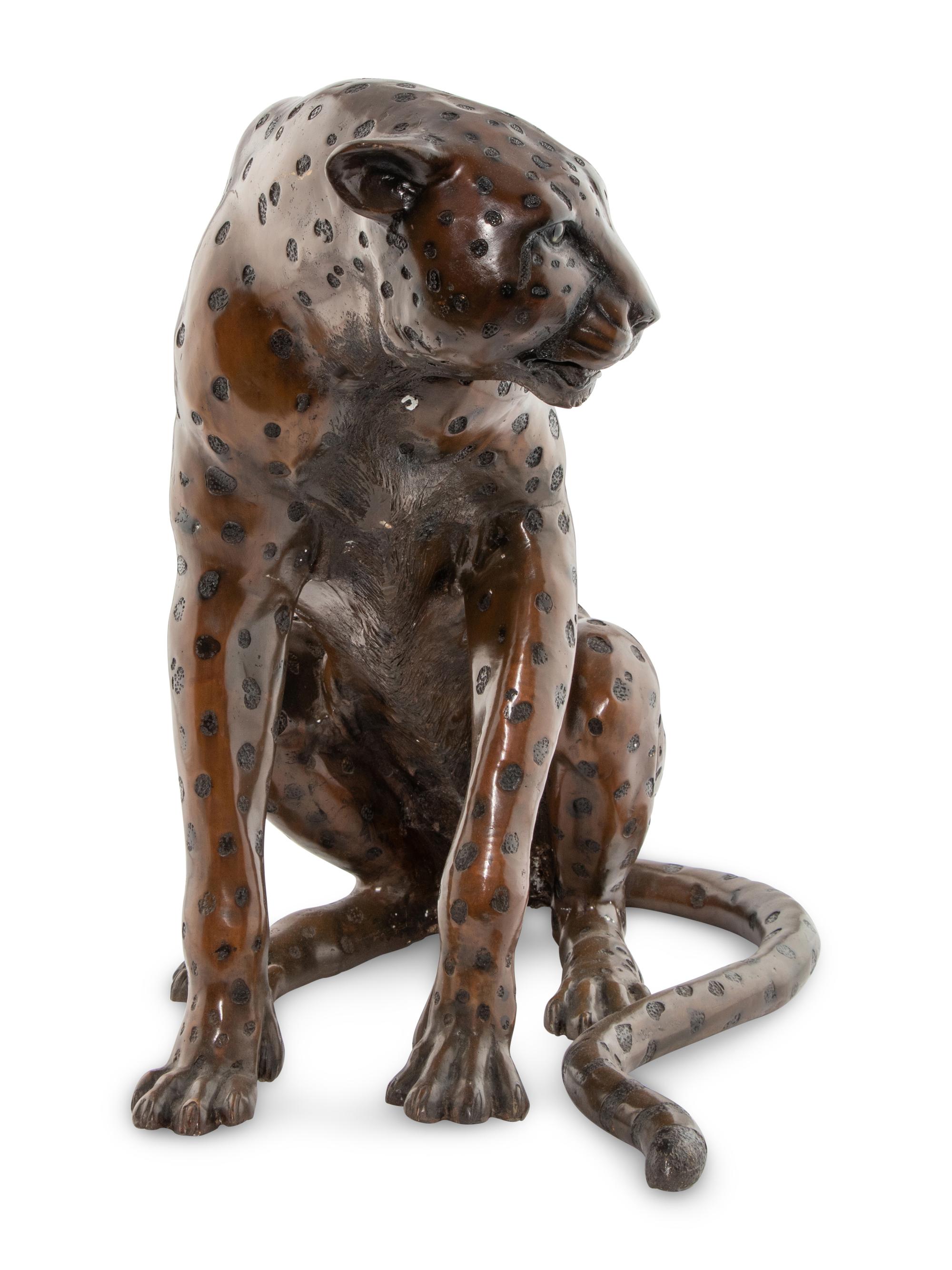 A Bronze Sculpture of a Cheetah
