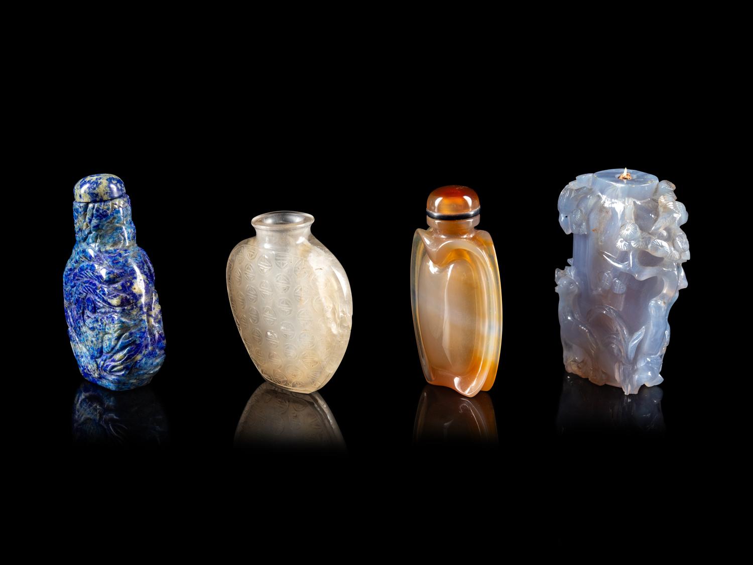 Four Chinese Hardstone Snuff Bottles