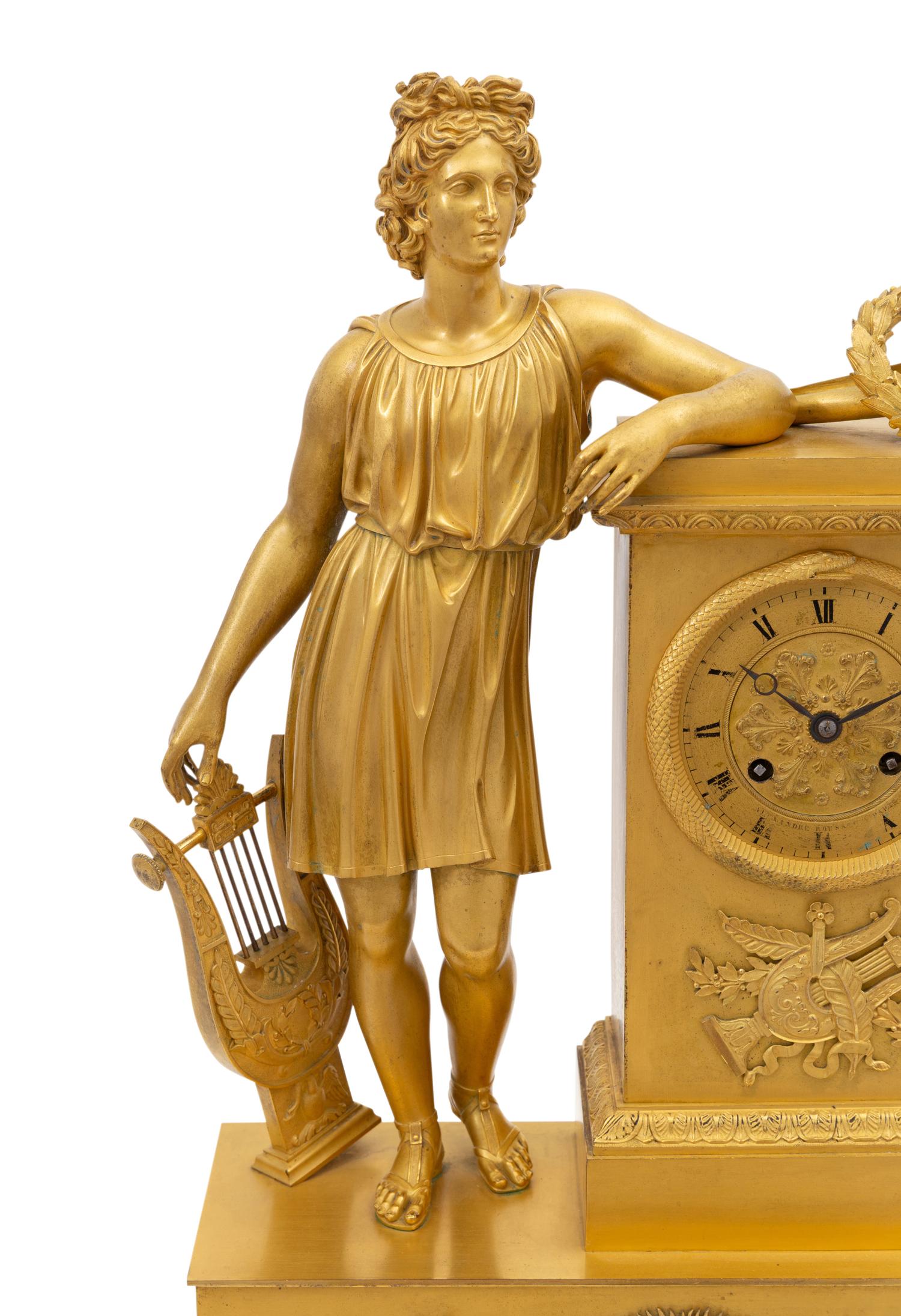 An Empire Gilt-Bronze Mantel Clock