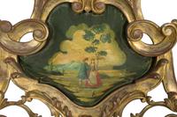 A Venetian Baroque Style Polychrome-Decorated and Parcel-Gilt Pier Mirror