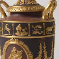 A Wedgwood Bronzed and Gilt Black Basalt Vase and Cover UK, circa 1890