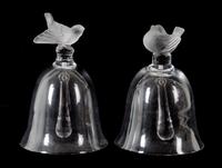 Two Lalique Molded and Frosted Glass Bells Height of taller 5 3/4 inches. — 20TH CENTURY