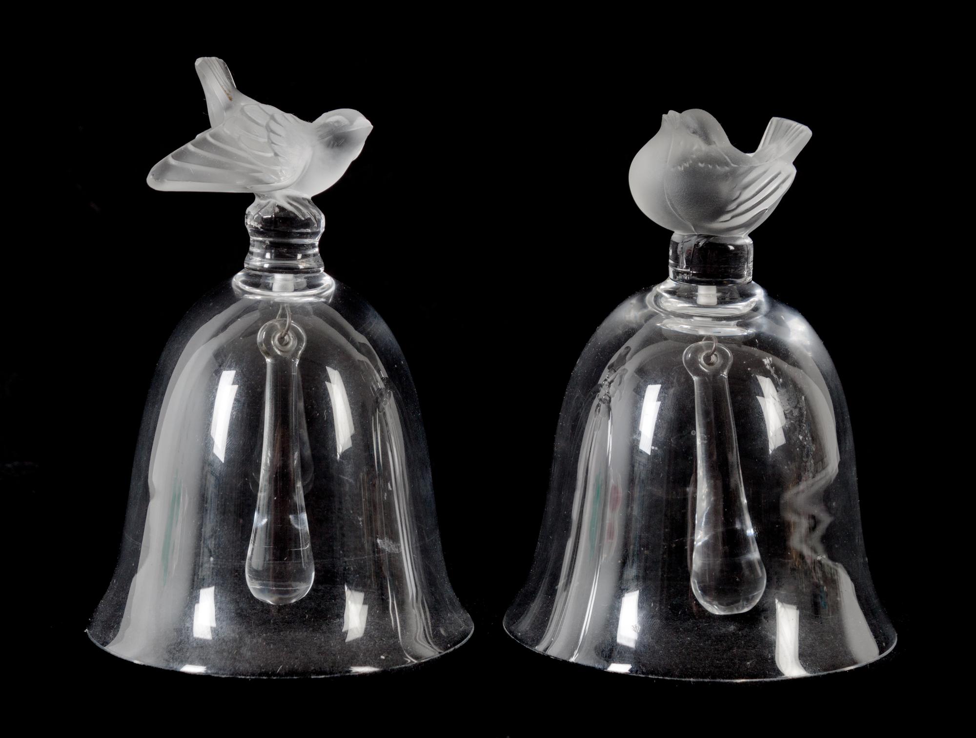 Two Lalique Molded and Frosted Glass Bells Height of taller 5 3/4 inches. — 20TH CENTURY