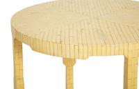A Mid-Century Modern Tesselated Bone Veneered Circular Table in the Style of Karl Springer