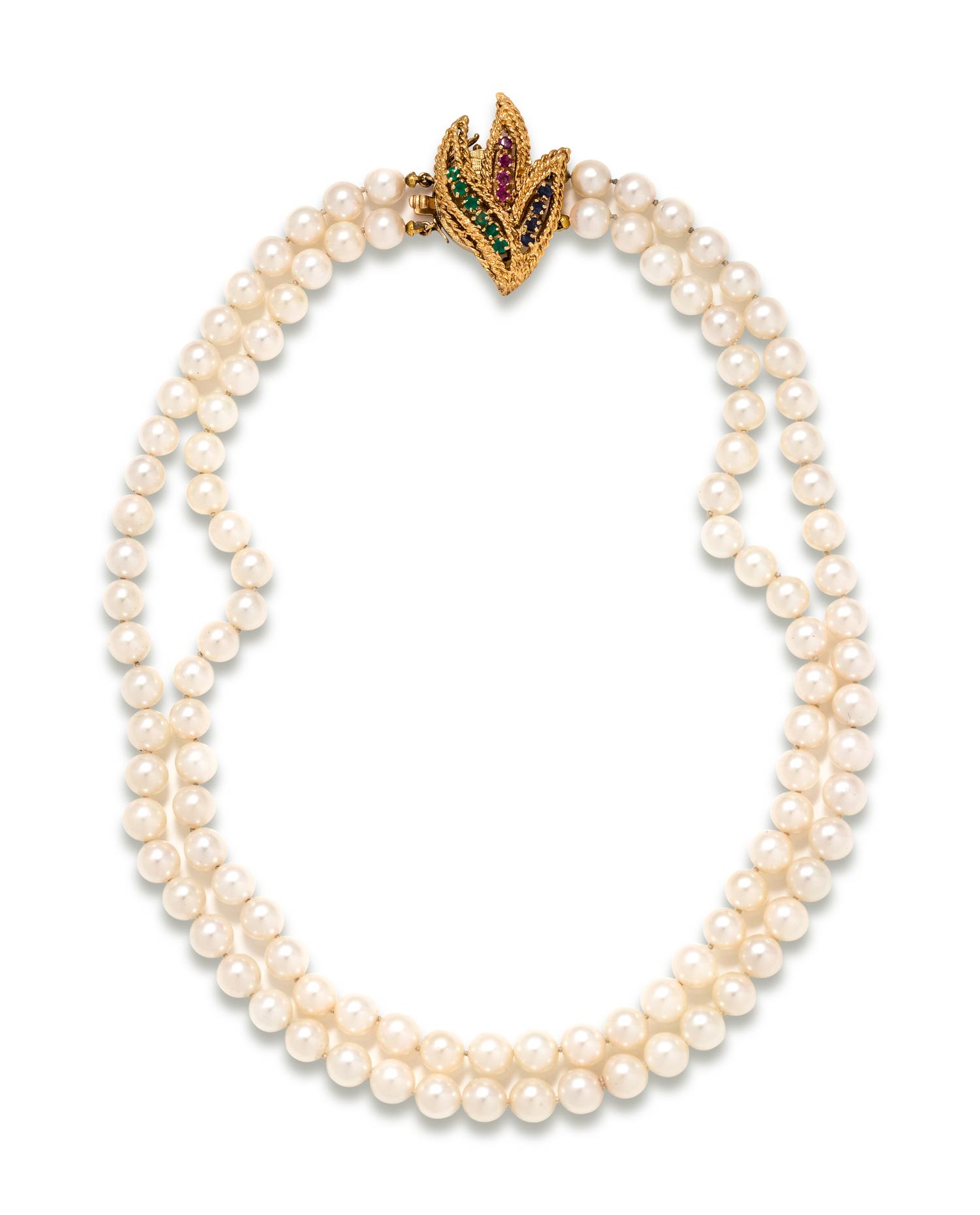 CULTURED PEARL AND GEMSTONE CONVERTIBLE NECKLACE