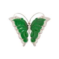 JADE AND DIAMOND BUTTERFLY BROOCH