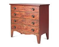A Late Federal Grained And Red-Painted Pine Two Drawer Mule Chest