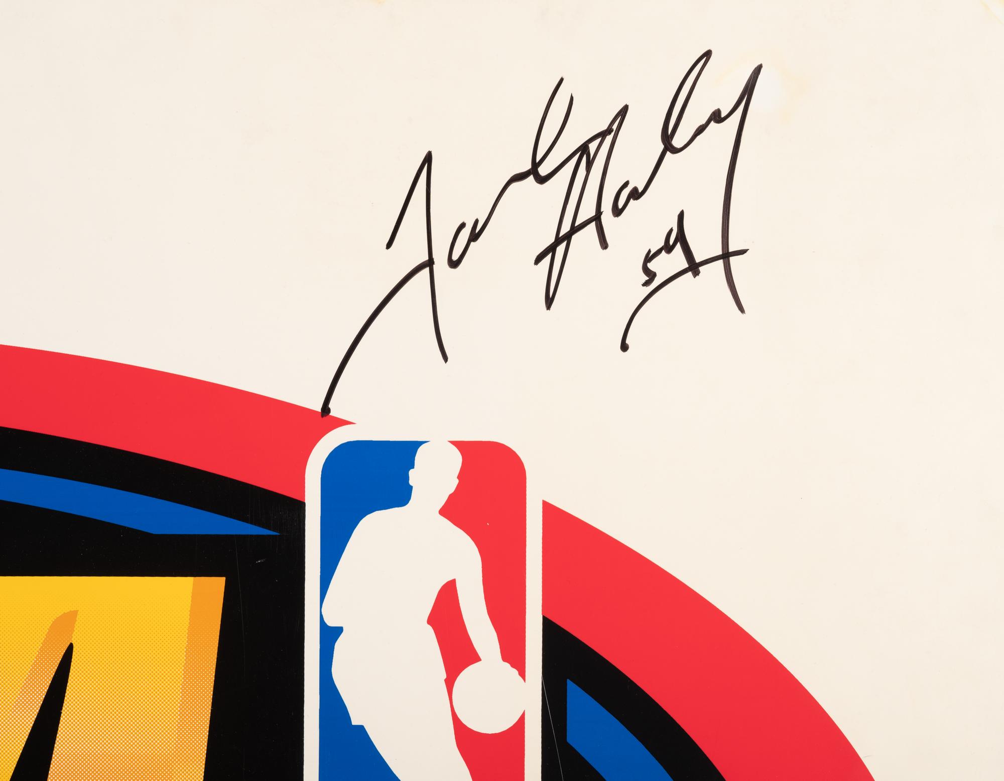 An Exceptionally Rare 1996 NBA Finals Chicago Bulls Team Signed Autograph Locker Room Sign Including Michael Jordan (Bulls Letter and Beckett Authentication Letter BAS Services Certified)